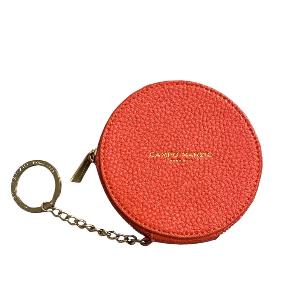 Campo Marzio Unisex Leather Coin Purse Keychain,Orange,One Size